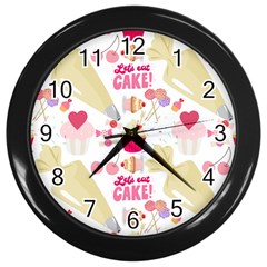 Desserts Pastries Baking Wallpaper Wall Clock (black) by Ravend