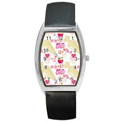 Desserts Pastries Baking Wallpaper Barrel Style Metal Watch by Ravend