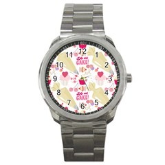 Desserts Pastries Baking Wallpaper Sport Metal Watch by Ravend