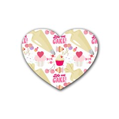 Desserts Pastries Baking Wallpaper Rubber Coaster (heart) by Ravend