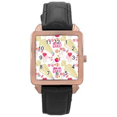 Desserts Pastries Baking Wallpaper Rose Gold Leather Watch  by Ravend