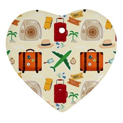 Suitcase Tickets Plane Camera Ornament (heart) by Ravend