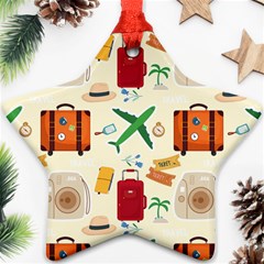 Suitcase Tickets Plane Camera Ornament (star) by Ravend