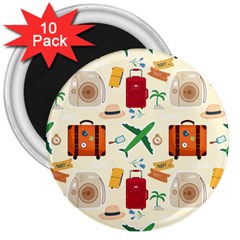 Suitcase Tickets Plane Camera 3  Magnets (10 Pack)  by Ravend