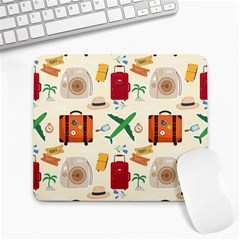 Suitcase Tickets Plane Camera Large Mousepad by Ravend