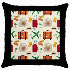 Suitcase Tickets Plane Camera Throw Pillow Case (black) by Ravend