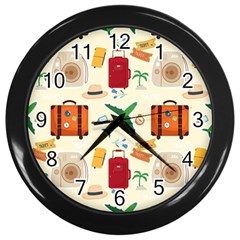 Suitcase Tickets Plane Camera Wall Clock (black) by Ravend