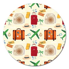 Suitcase Tickets Plane Camera Magnet 5  (round) by Ravend