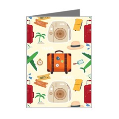 Suitcase Tickets Plane Camera Mini Greeting Card by Ravend