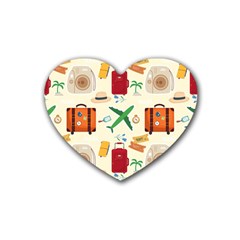 Suitcase Tickets Plane Camera Rubber Heart Coaster (4 Pack) by Ravend