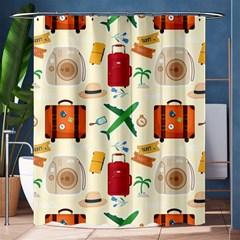 Suitcase Tickets Plane Camera Shower Curtain 60  X 72  (medium)  by Ravend