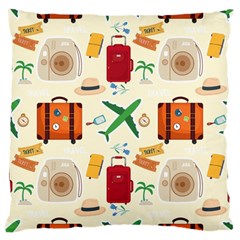 Suitcase Tickets Plane Camera Large Cushion Case (one Side) by Ravend