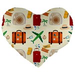 Suitcase Tickets Plane Camera Large 19  Premium Heart Shape Cushions Front