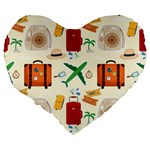 Suitcase Tickets Plane Camera Large 19  Premium Heart Shape Cushions Back