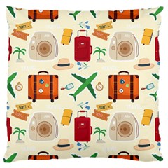 Suitcase Tickets Plane Camera Large Premium Plush Fleece Cushion Case (two Sides) by Ravend