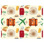 Suitcase Tickets Plane Camera Premium Plush Fleece Blanket (Medium) 60 x50  Blanket Front