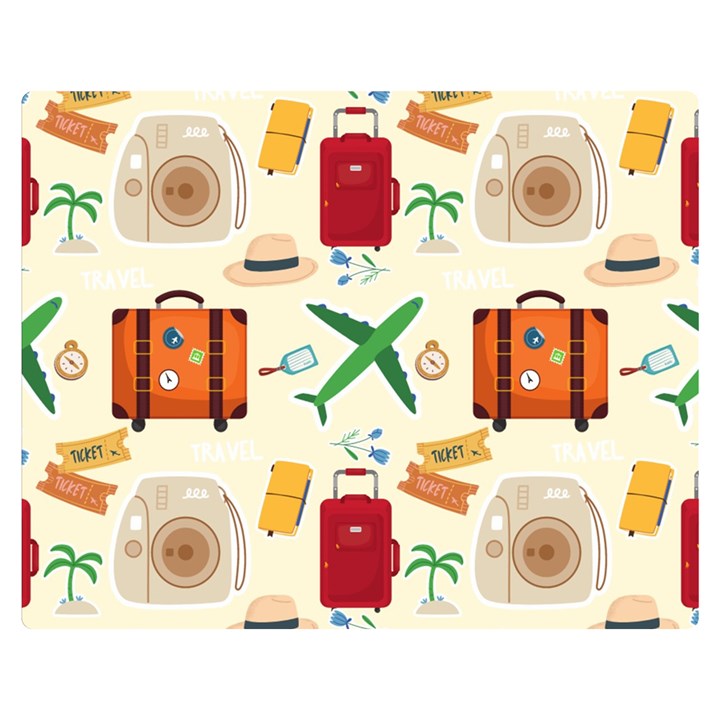 Suitcase Tickets Plane Camera Premium Plush Fleece Blanket (Medium)