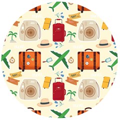 Suitcase Tickets Plane Camera Wooden Bottle Opener (round) by Ravend