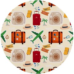 Suitcase Tickets Plane Camera Uv Print Round Tile Coaster by Ravend