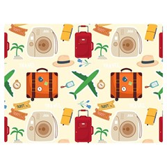 Suitcase Tickets Plane Camera One Side Premium Plush Fleece Blanket (extra Small) by Ravend