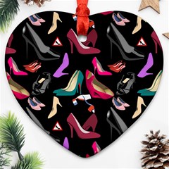 Heels Shoes Pattern Feminine Art Heart Ornament (two Sides)