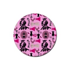 Fashion Girl Newyork Bts Nft Rubber Round Coaster (4 Pack) by Ravend