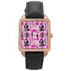 Fashion Girl Newyork Bts Nft Rose Gold Leather Watch  by Ravend