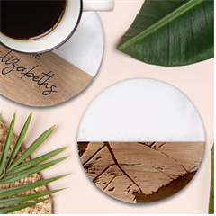 Leaf Copper Leaf Plant Nature Classic Marble Wood Coaster (round) 