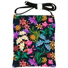 Floral Print  Shoulder Sling Bag by BellaVistaTshirt02