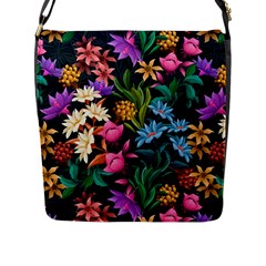 Floral print  Flap Closure Messenger Bag (L)