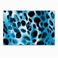 Blue Leopard Postcard 4 x 6  (pkg Of 10) by DinkovaArt