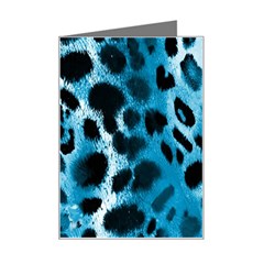 Blue Leopard Mini Greeting Card by DinkovaArt