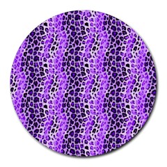 Purple Leopard  Round Mousepad by DinkovaArt