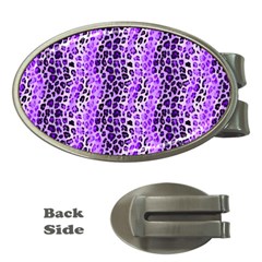 Purple Leopard  Money Clips (oval)  by DinkovaArt