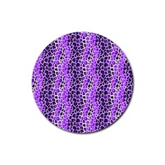 Purple Leopard  Rubber Round Coaster (4 Pack) by DinkovaArt