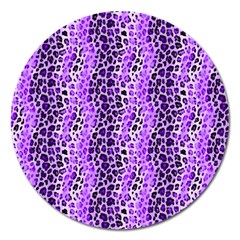 Purple Leopard  Magnet 5  (round) by DinkovaArt