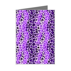 Purple Leopard  Mini Greeting Card by DinkovaArt