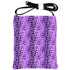 Purple Leopard  Shoulder Sling Bag by DinkovaArt