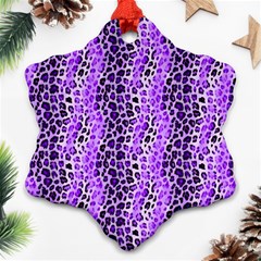 Purple Leopard  Snowflake Ornament (two Sides) by DinkovaArt