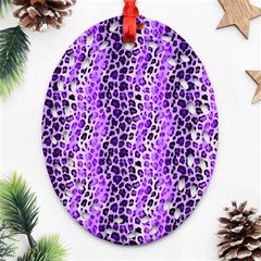 Purple Leopard  Oval Filigree Ornament (two Sides) by DinkovaArt