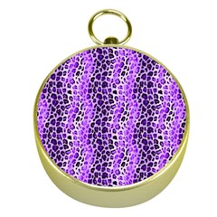 Purple Leopard  Gold Compasses by DinkovaArt