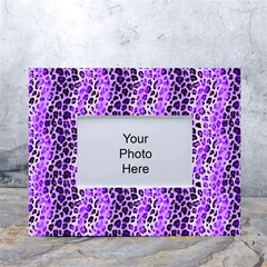 Purple Leopard  White Tabletop Photo Frame 4 x6  by DinkovaArt