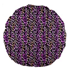 Leopard Large 18  Premium Round Cushions by DinkovaArt