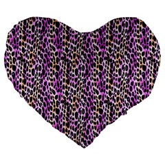 Leopard Large 19  Premium Heart Shape Cushions by DinkovaArt