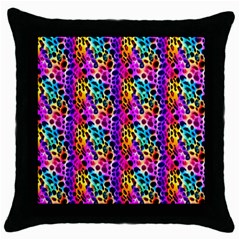 Rainbow Leopard Throw Pillow Case (black) by DinkovaArt