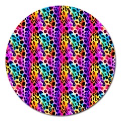 Rainbow Leopard Magnet 5  (round) by DinkovaArt