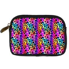 Rainbow Leopard Digital Camera Leather Case by DinkovaArt