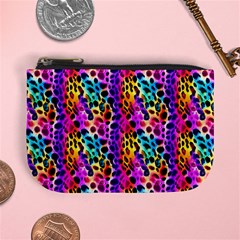 Rainbow Leopard Mini Coin Purse by DinkovaArt