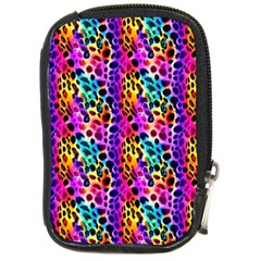 Rainbow Leopard Compact Camera Leather Case by DinkovaArt