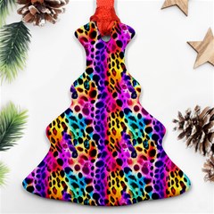 Rainbow Leopard Christmas Tree Ornament (two Sides) by DinkovaArt